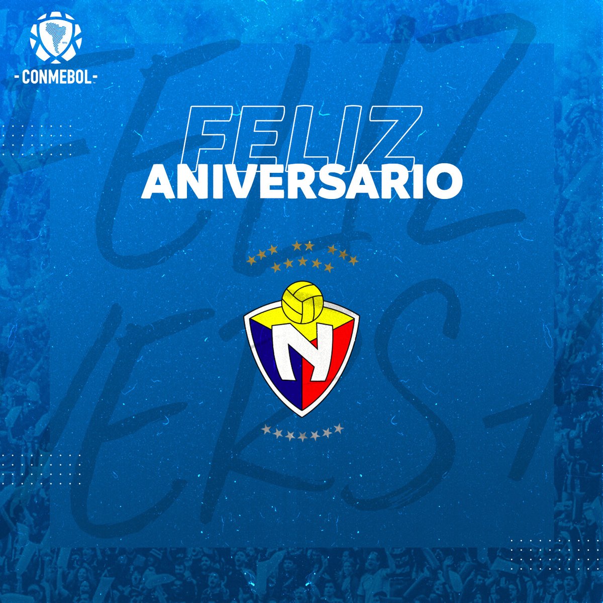 CONMEBOL's tweet photo. Hoy cumple 5️⃣7️⃣ años el club @elnacionalec  🎉 🇪🇨

¡Feliz aniversario!  🥳 🎊 https://t.co/BgXgPYjJKJ