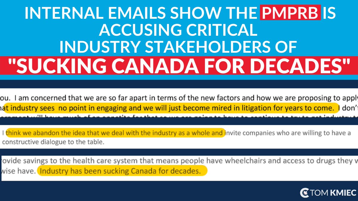 tomkmiec's tweet photo. New #ATIP which shows that the PMPRB not only thinks patient groups are spreading disinformation, but they also describe the industry as “sucking on Canada for decades”
 
#CDNFOI

Full Disclosure: https://t.co/qVPjrxqR1A 

@BMC_Patients @innovativemeds https://t.co/TQ7x8bZglQ