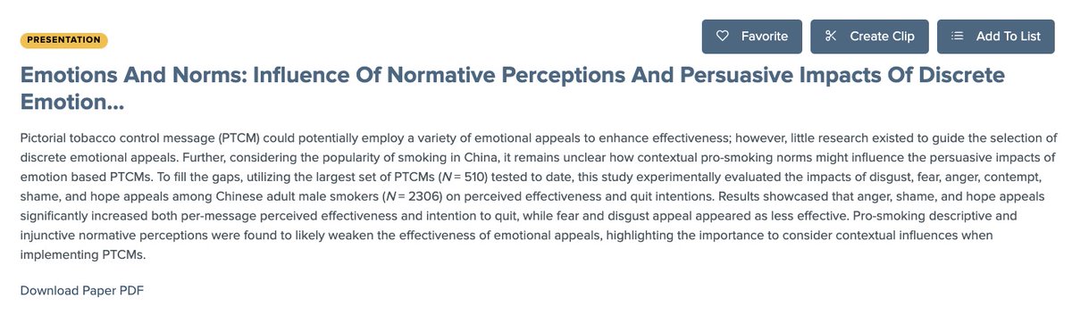 CAMER_UW's tweet photo. 🚨Meet #CAMER in #ICA21
👉Emotions and Norms: Influence of Normative Perceptions and Persuasive Impacts of Discrete Emotional Appeals Within Pictorial Tobacco Control Messages in China, presented by Ran Tao, @indeed_xinyi Shiwen Wu, Jiaying Liu, Heyu Yao, Yidi Wang and Sijia Yang https://t.co/e65o2Kt5dF