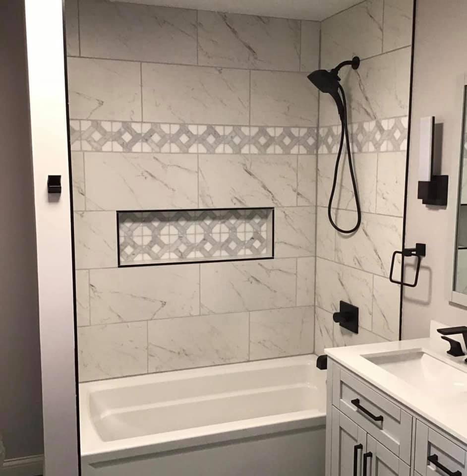 handyfoster's tweet photo. Check out this tilework and new fixtures job from mrhandymanofblaine. Handyman for the win! https://t.co/qHf7X94ZyG