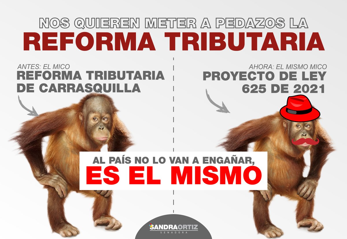 SandraOrtizN's tweet photo. 🙉 El mico de la Tributaria. 
🚨 Mientras nos destruimos en las calles, nos quieren meter mediante Proyecto de Ley un incremento de 1000 pesos por galón de gasolina.
#NoalaSobretasadelosCombustibles https://t.co/blDuzBbM4Q
