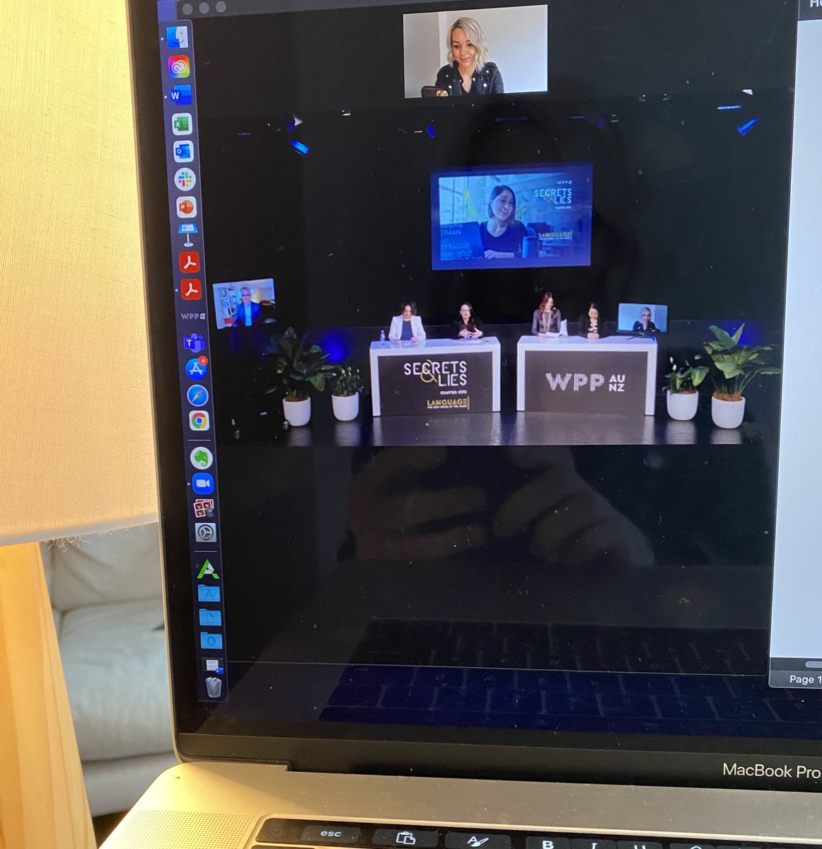 Roshorner's tweet image. This is what ‘live’ looks like when a Covid lock down changes your plans three days before the event. Amazing tech and production team making sure it all run smoothly.