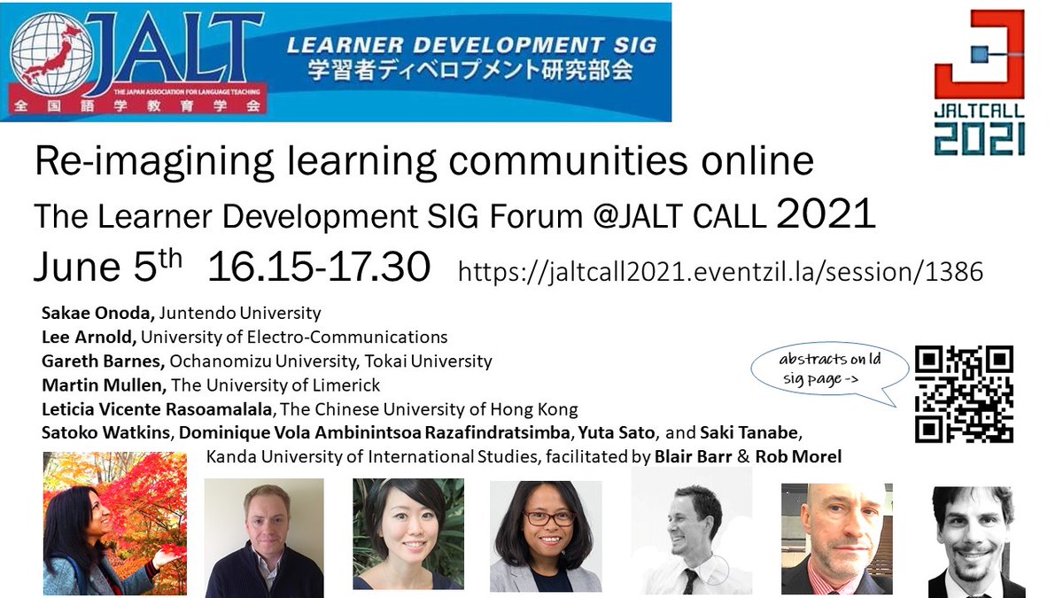 Hope to see you at "Re-imagining learning communities online" Saturday afternoon 16.15 Japan time!