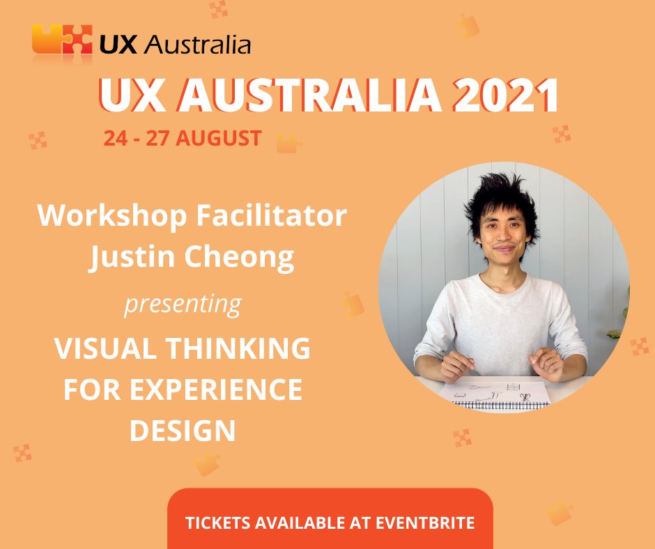 UXAustralia (@uxaustralia) on Twitter photo We are thrilled to have <a href="/jcfiction/">Justin Cheong</a> from <a href="/VisualAcademy_/">Visual Academy</a> at #UXA2021 delivering the 'Visual Thinking for Experience Designers' workshop!
Learn how visual thinking supports human-centred design. Tickets are limited. Buy now. uxaustralia.com.au/conferences/ux… We are thrilled to have <a href="/jcfiction/">Justin Cheong</a> from <a href="/VisualAcademy_/">Visual Academy</a> at #UXA2021 delivering the 'Visual Thinking for Experience Designers' workshop!
Learn how visual thinking supports human-centred design. Tickets are limited. Buy now. uxaustralia.com.au/conferences/ux…