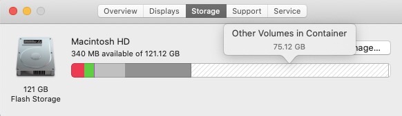 Charleski's tweet photo. Anyone know how I can access the available space that’s in “other volumns in containers” on my Mac?? #sofrustrated #INEEDSPACE https://t.co/IX78VFEZNr