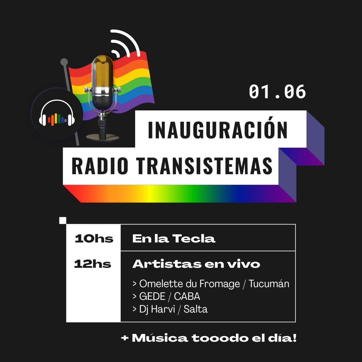 Transistemas1's tweet photo. 🏳️‍🌈ATENCIÓN! Ya estamoo 💥
Mañana 10am arranca la programación que levanta tu semana.
Chau Cistema. HOLA Transistemas! 🏳️‍🌈🦄
#Transistemas #RadioLGBTI #trans #lgbt🌈 #lgbtq  #cupolaboral #cupolaboraltranstravesti  #furiatravesti #furiatrava  #comunidadlgbt https://t.co/zYVl6aTFTo