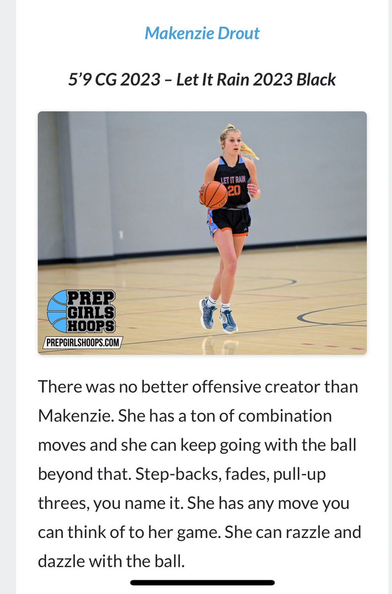 MaKenzie Drout (@droutmakenzie) on Twitter photo Thank you <a href="/PGHCircuit/">Prep Girls Hoops Circuit 🏀</a> for naming me 1st team all tournament from the Champions Challenge tournament! <a href="/andypottsBRG/">Andy Potts</a> <a href="/brghoops/">Basketball Recruiting Guide</a> Thank you <a href="/PGHCircuit/">Prep Girls Hoops Circuit 🏀</a> for naming me 1st team all tournament from the Champions Challenge tournament! <a href="/andypottsBRG/">Andy Potts</a> <a href="/brghoops/">Basketball Recruiting Guide</a>