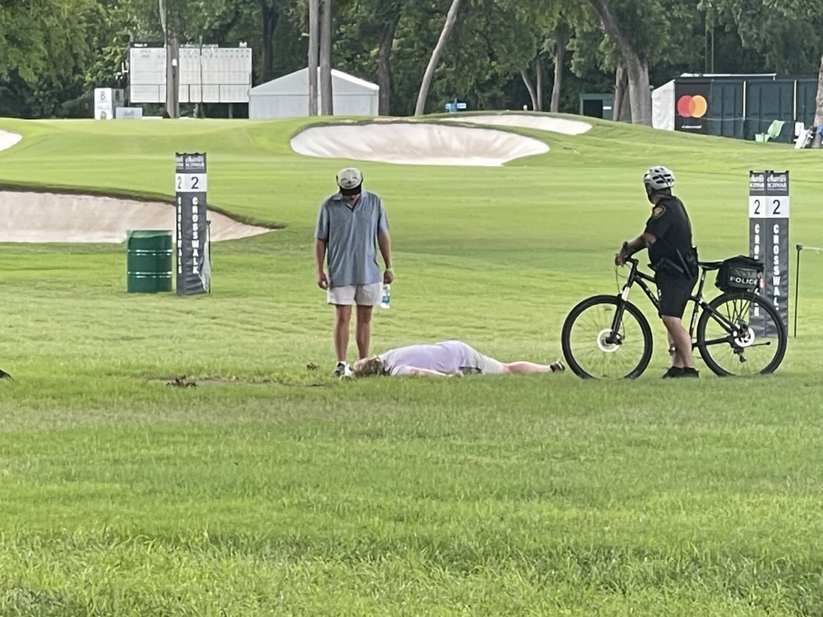 OutsideRopesPGA's tweet photo. This was yesterday on hole 2 as no one was on this side of the golf course. Guess he got his money’s worth with all you can drink... #comatosed #OutsideTheRopes https://t.co/adsXooQL9J