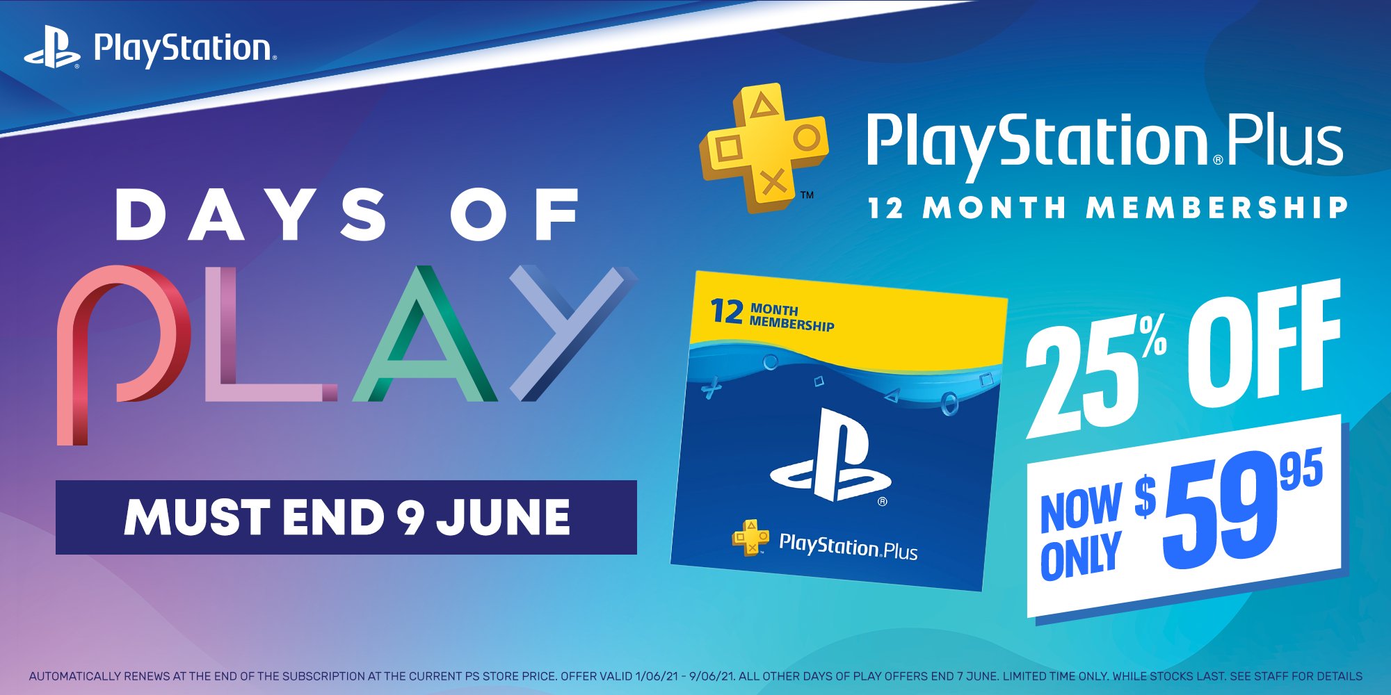 EB Games on "Days of Play is Get 25% OFF a 12-month PlayStation Plus membership at EB Games! 🎮 Play Has No https://t.co/aKoNuK7tO0 https://t.co/722h0GPSG8" / Twitter