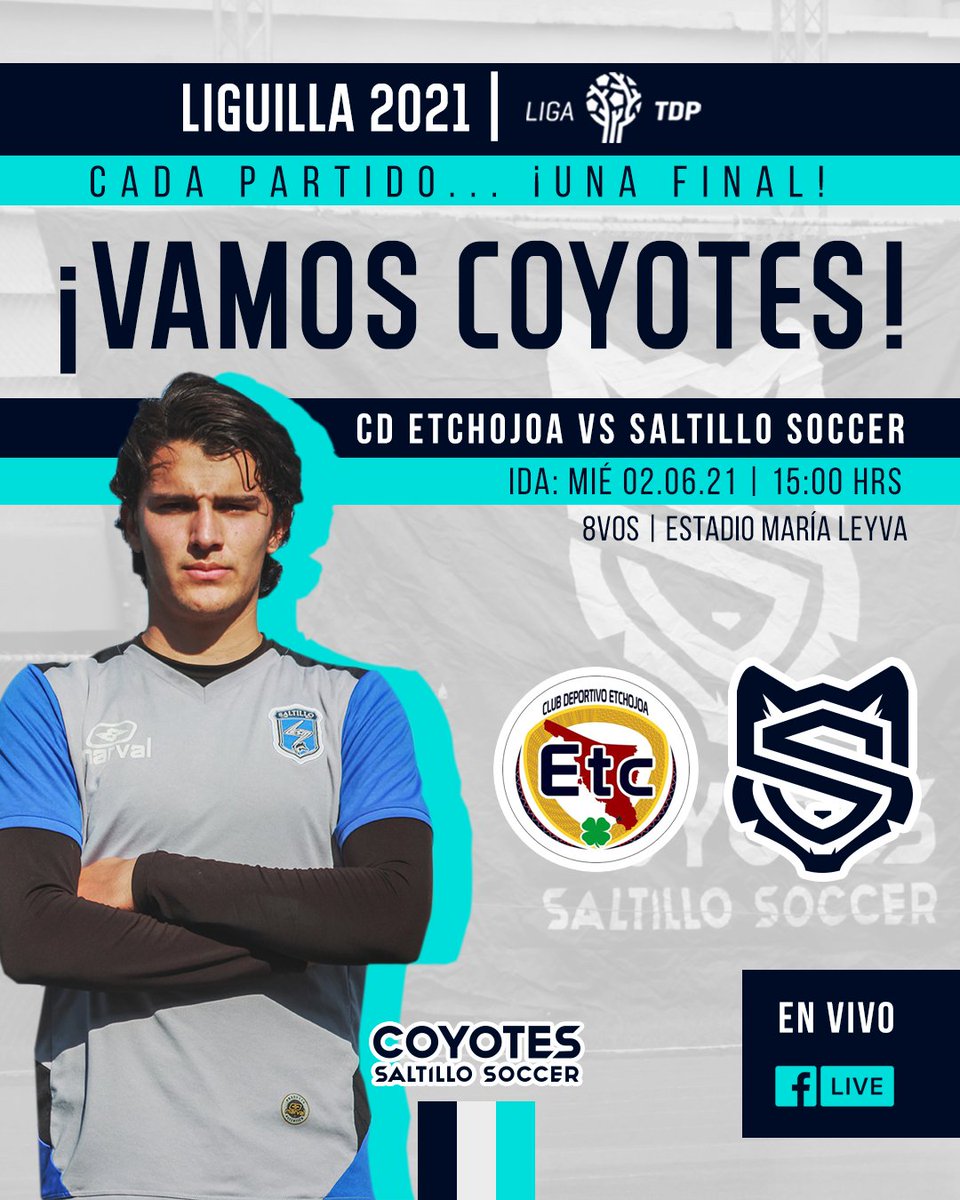 saltillo_soccer's tweet photo. 🐺 ¡POR LA VICTORIA A SONORA!
Los octavos de final arrancan este miércoles ante el #CDEtchojoa  y queremos llevarnos la ventaja ¡VAMOS COYOTES! 💪 @LigaTDP 
.
📺 FBLive 
⏰ 15:00 horas
🏟 Estadio María Leyva 
#SomosCoyotes #Saltillo #ladobless #CrecemosJuntos https://t.co/wPsA76Crr0