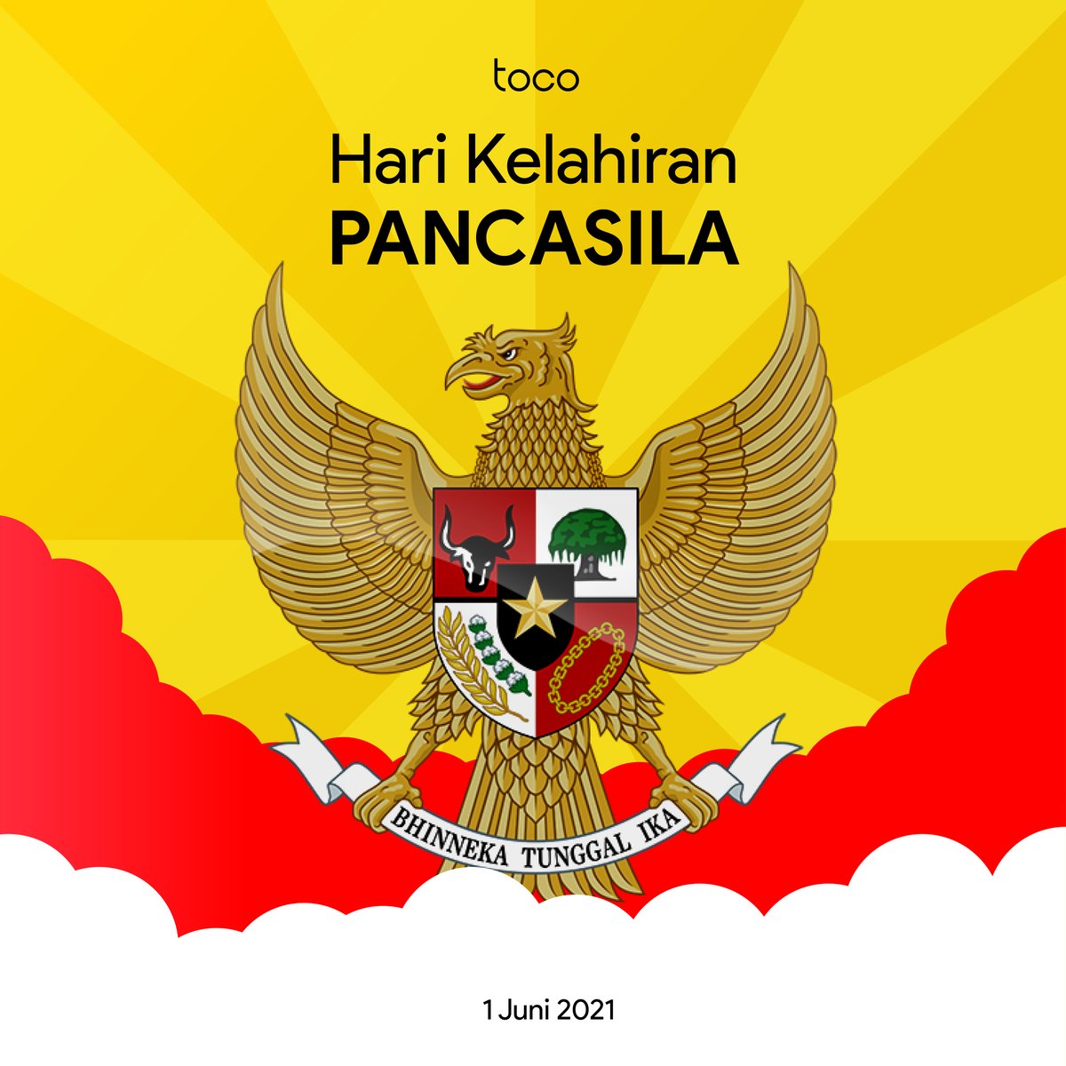 Selamat Memperingati Hari Kelahiran Pancasila 1 Juni 2021.
Mari jadikan Pancasila sebagai kehidupan berbangsa dan bernegara dengan adanya peringatan Hari Lahir Pancasila.

#toco #tocoindonesia #harilahirpancasila #pancasila #jualbelibagus #jualbelionline #tokobagus