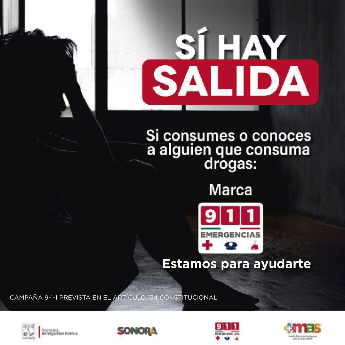SonoraSeguridad's tweet photo. Consumes drogas o conoces a alguien que lo haga

¡Sí hay salida! No estas sol@

Recuerda que en la línea de emergencias 9-1-1 Sonora esta todo un equipo especializado listo para ayudarte.

Movimiento de Acciones por la Seguridad https://t.co/UkMcExKtE4