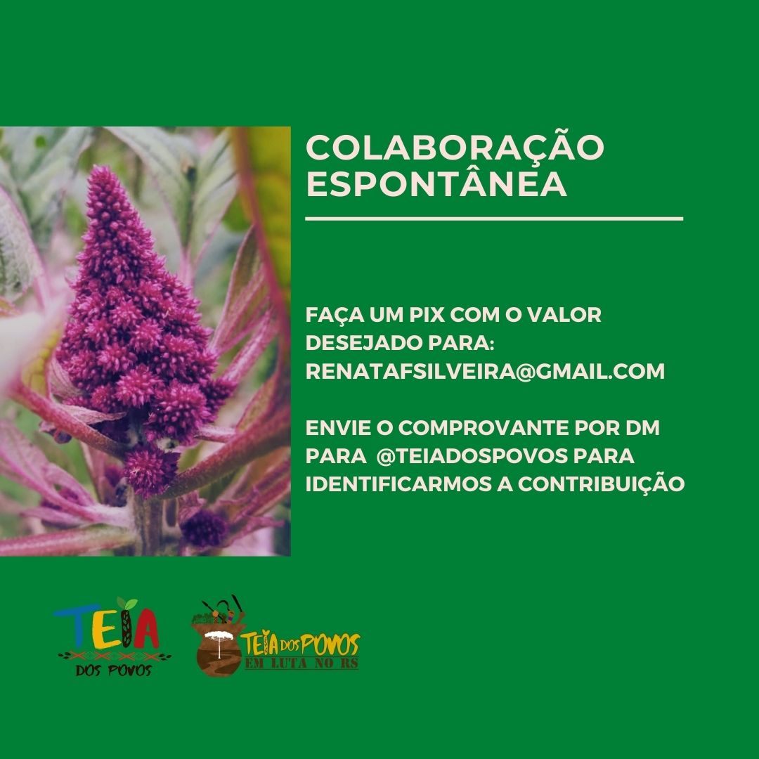 A Teia dos Povos em Luta no RS está organizando uma caravana solidária para se somar às poderosas retomadas Kaingang em Canela e Xokleng Konglui em São Francisco de Paula.

2 maneiras de contribuir: