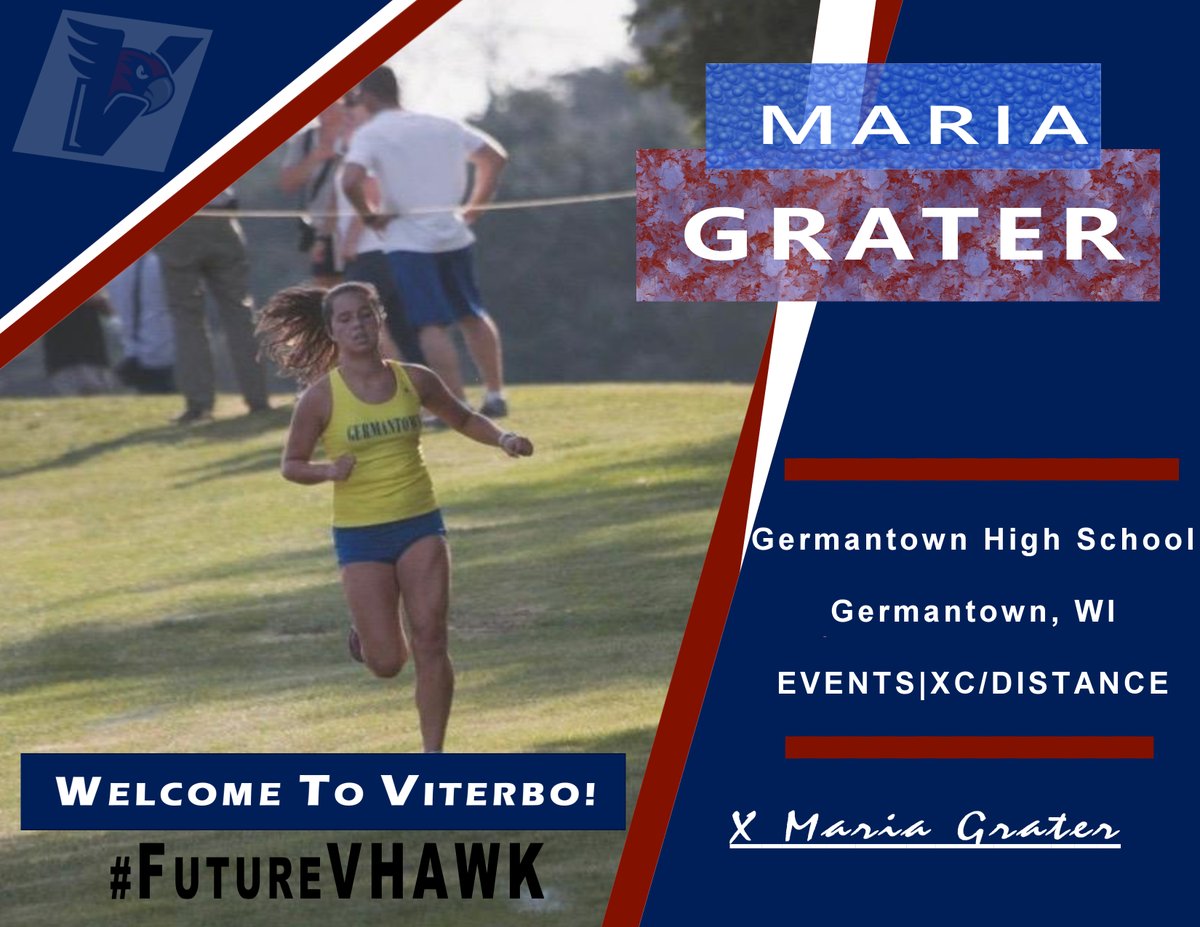 ViterboXCTF's tweet photo. From a Germantown Warhawk to a Viterbo V-Hawk, welcome to Viterbo Maria Grater! Fly Like a V-Hawk Maria!
#FutureVHAWK #viterbo2021 https://t.co/41sCOIPlDm