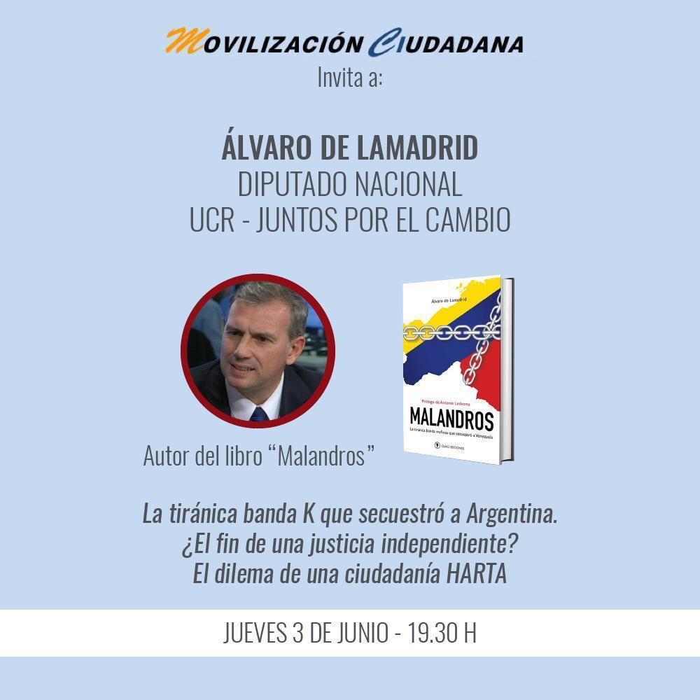 Hoy participó de la charla por Zoom invitado por Movilización Ciudadana.
📆 3 jun. 2021 
🕢07:30 p. m. Buenos Aires 
El desmantelamiento de la justicia.
Inscríbite aquí: zoom.us/meeting/regist…
Luego de la inscripción recibirás un correo electrónico.
