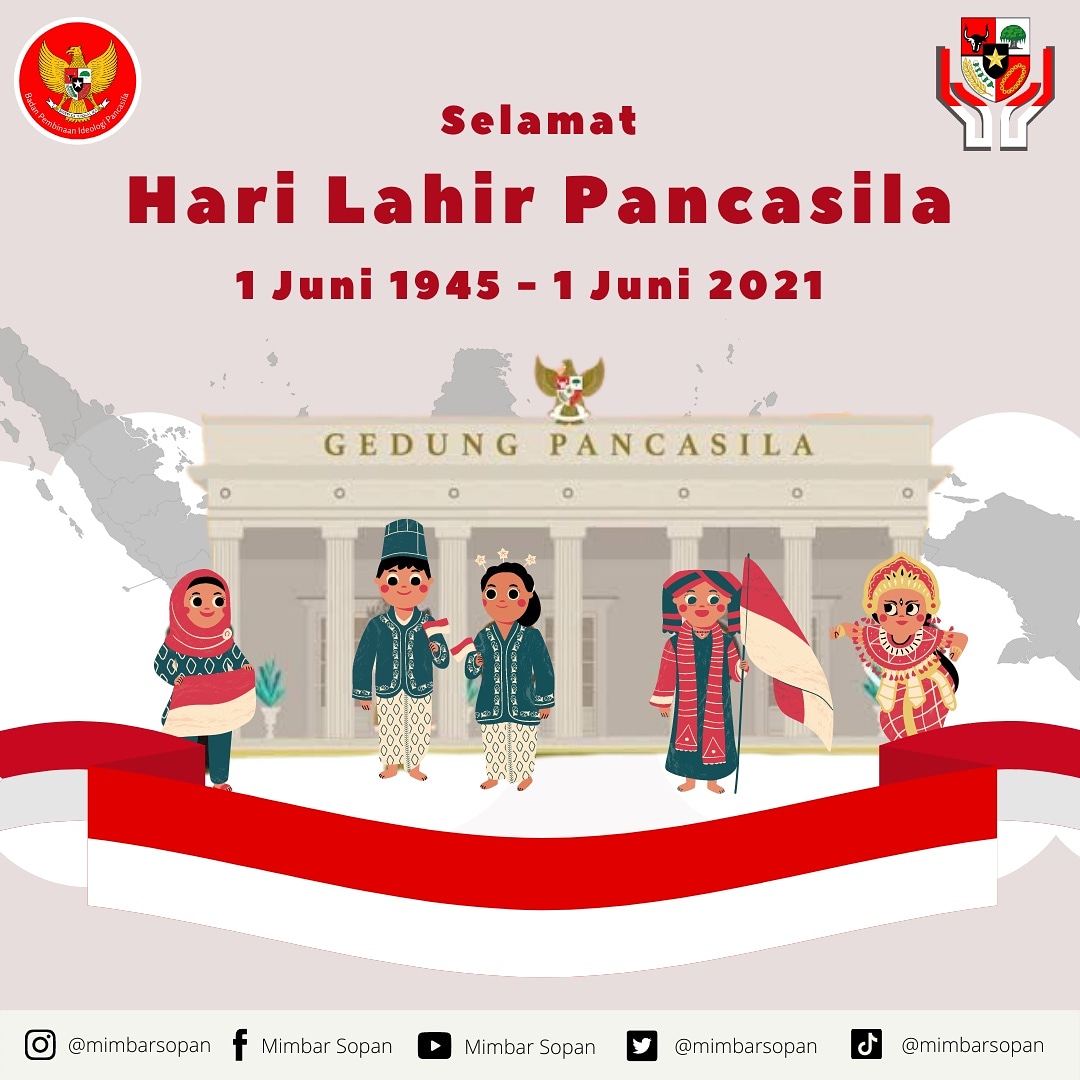 mimbarsopan's tweet photo. Berbeda tapi tetap bersatu untuk Indonesia tangguh.
Jaga kebhinekaan, jaga kerukunan, saling menghargai dan menghormati.
Selamat memperingati Hari Lahir Pancasila 1 juni 2021
#harlapancasila
#harlapancasila2021
#PancasilaIndonesia
#bhinekatunggalika https://t.co/f1sK9NTPKG