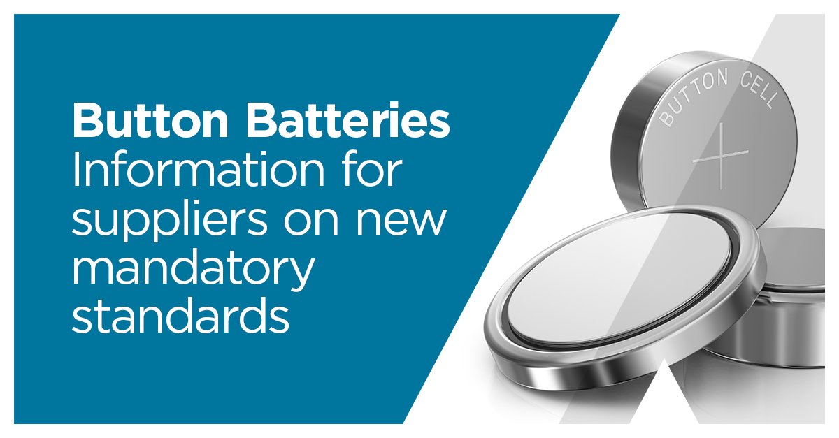 ACCCProdSafety's tweet photo. To assist businesses in meeting new button battery standards, we've released a guide to explain new requirements for secure battery compartments, child resistant packaging, and warnings and information. Compliance is required by June 2022 at the latest. https://t.co/H63ZWTx3Vk https://t.co/xizosiiyWX
