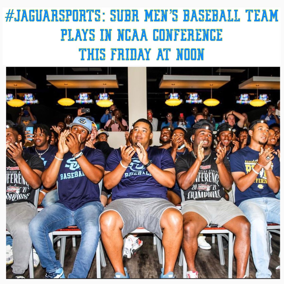 onthisbluff's tweet photo. #JaguarSports : Southern University Men’s Baseball team will travel to Austin,TX on June 4 to face the University of Texas Longhorns in Regionals. The game will start at 12. You can watch it on the ESPN channel. Let’s go Jags 🐆
📸: @318photo 
•
#wearesouthern💙💛 #onthisbluff https://t.co/8BsAdUphVU