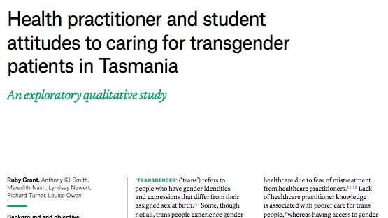 Dr Ruby Grant (@notoriousrfg) on Twitter photo 🚨 New Paper out now in <a href="/RACGP/">RACGP</a> exploring #trans #healthcare in #Tasmania! @anthonykjsmith @babybumpproject <a href="/lyndsay_newett/">Lyndsay Newett</a> <a href="/UTAS_MedSci/">UTAS Medical Sciences</a> #RichardTurner #LouiseOwen & I note need for further development in this space in Tassie. <a href="/UTAS_/">University of Tasmania</a>
Open access at: www1.racgp.org.au/ajgp/2021/june… 🚨 New Paper out now in <a href="/RACGP/">RACGP</a> exploring #trans #healthcare in #Tasmania! @anthonykjsmith @babybumpproject <a href="/lyndsay_newett/">Lyndsay Newett</a> <a href="/UTAS_MedSci/">UTAS Medical Sciences</a> #RichardTurner #LouiseOwen & I note need for further development in this space in Tassie. <a href="/UTAS_/">University of Tasmania</a>
Open access at: www1.racgp.org.au/ajgp/2021/june…
