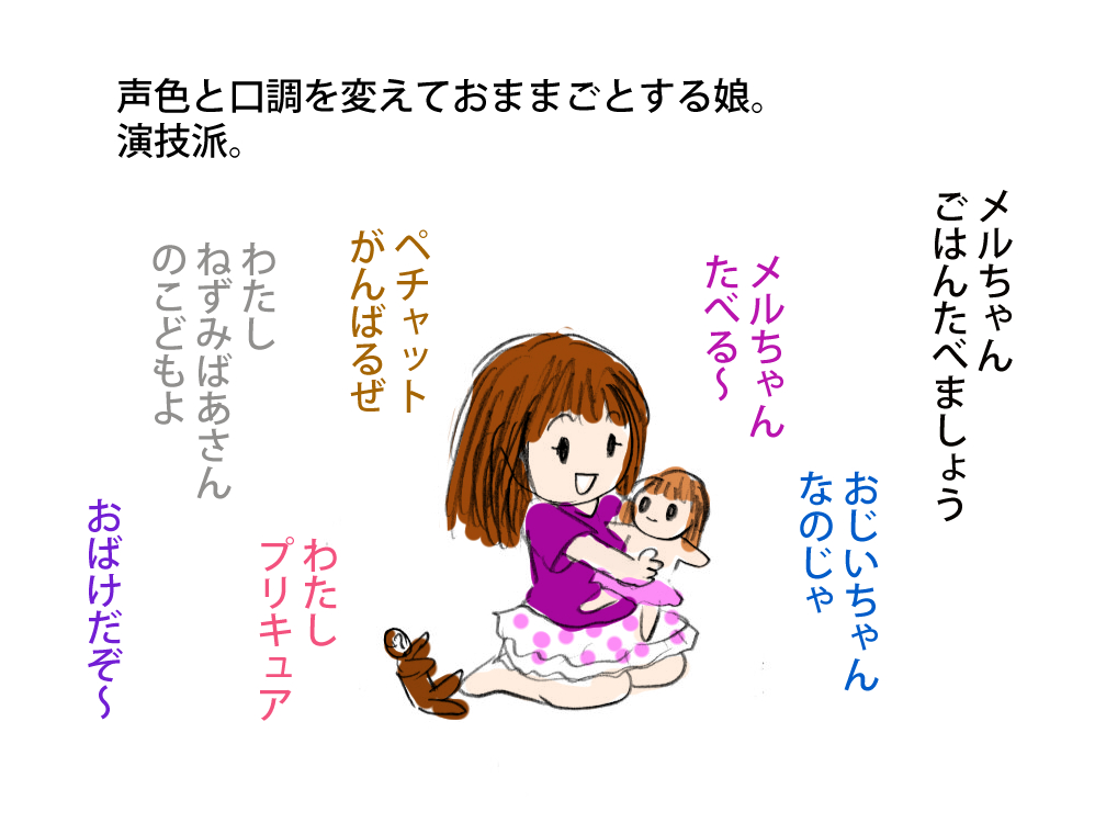 役になりきる子供たち。 