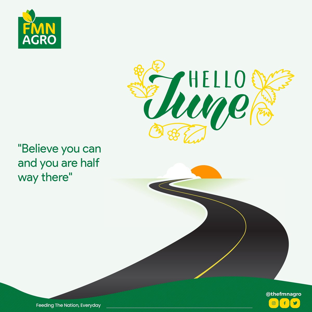 TheFMNAgro's tweet photo. Wow! We are almost half way through the year!
May you experience success as you stay positive and keep pushing.
Happy New Month.
#FMNAgro #HapyNewMonth #June1st #NewMonth https://t.co/COVX6a6od0
