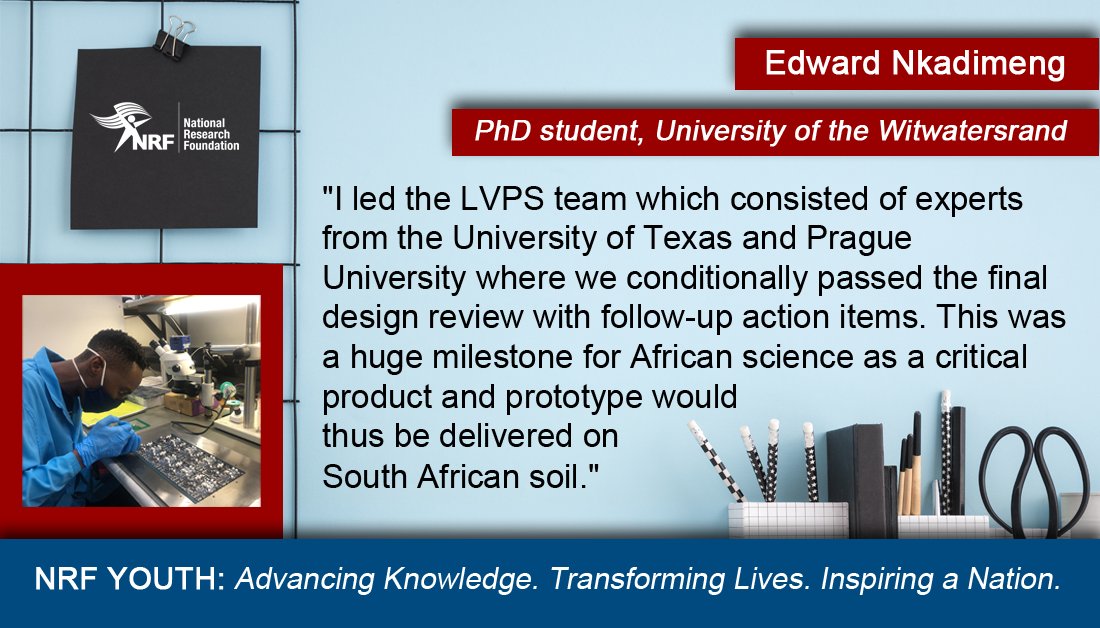 NRF_News's tweet photo. From the small town of Emalahleni to one of the largest scientific centres for nuclear research (CERN), meet PhD Physics student, Edward Nkadimeng: https://t.co/no92Fg8P3U

His relationship with the NRF started with an internship &amp; continued with postgrad funding. #YouthMonth2021 https://t.co/z62GfspLhk