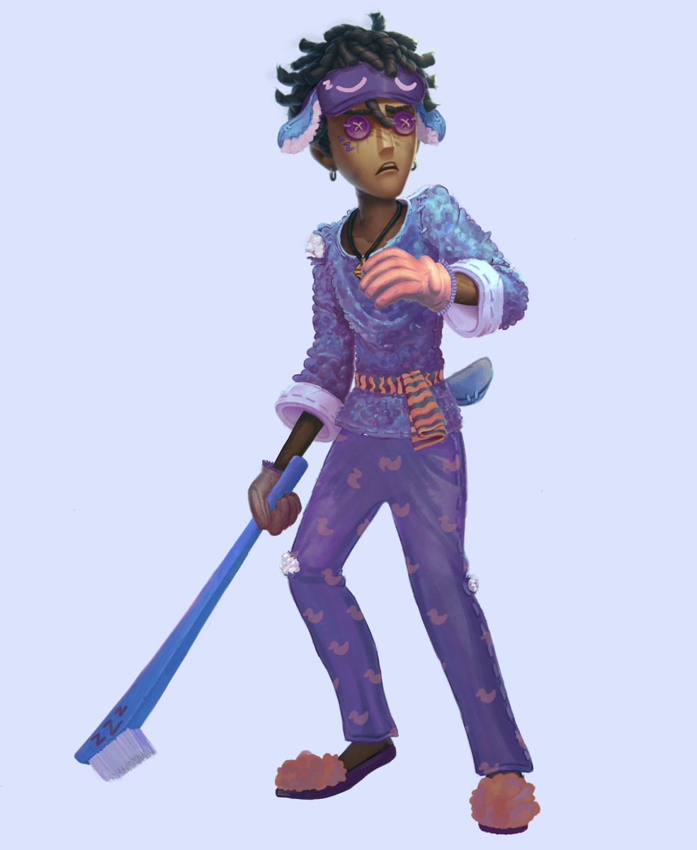 seaswallowsall's tweet photo. Jammies ganji skin!! His bat is a comically large toothbrush and he has little lamb ears and tail inspired by his rank accessory and to match with will! :} https://t.co/mh44pR7RED