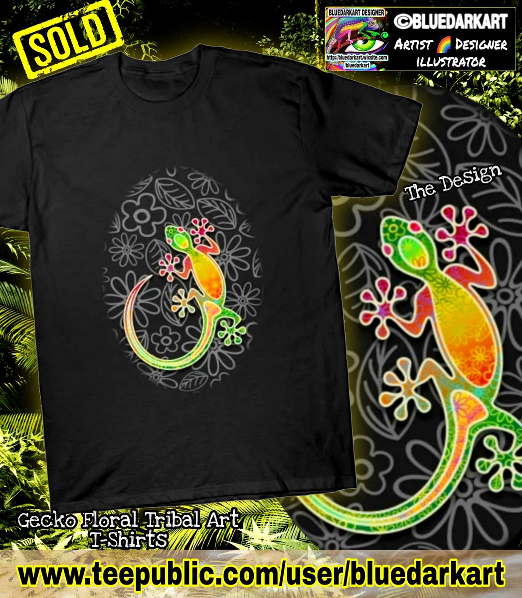 SOLD! 🦎 #Gecko #Floral #Tribal #Art #tshirts 🦎 #Design © #BluedarkArt #TheChameleonArt 👉 teepublic.com/t-shirt/164779…
.
🔥 #save 35% in my #shop 👉 teepublic.com/user/bluedarka…
.
#lizard #reptile #animals #fashion #tshirt #apparel #clothes #summershopping #designtrends #shoppingonline