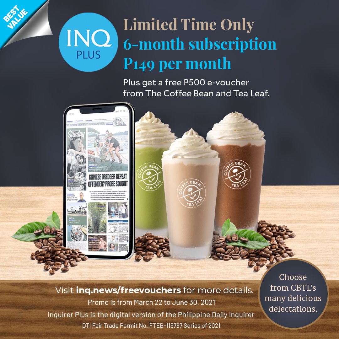 SAVE up to *55%* when you avail of the promo!

Subscribe now ❕ inq.news/freevouchers

#CoffeeBeanxINQPlus