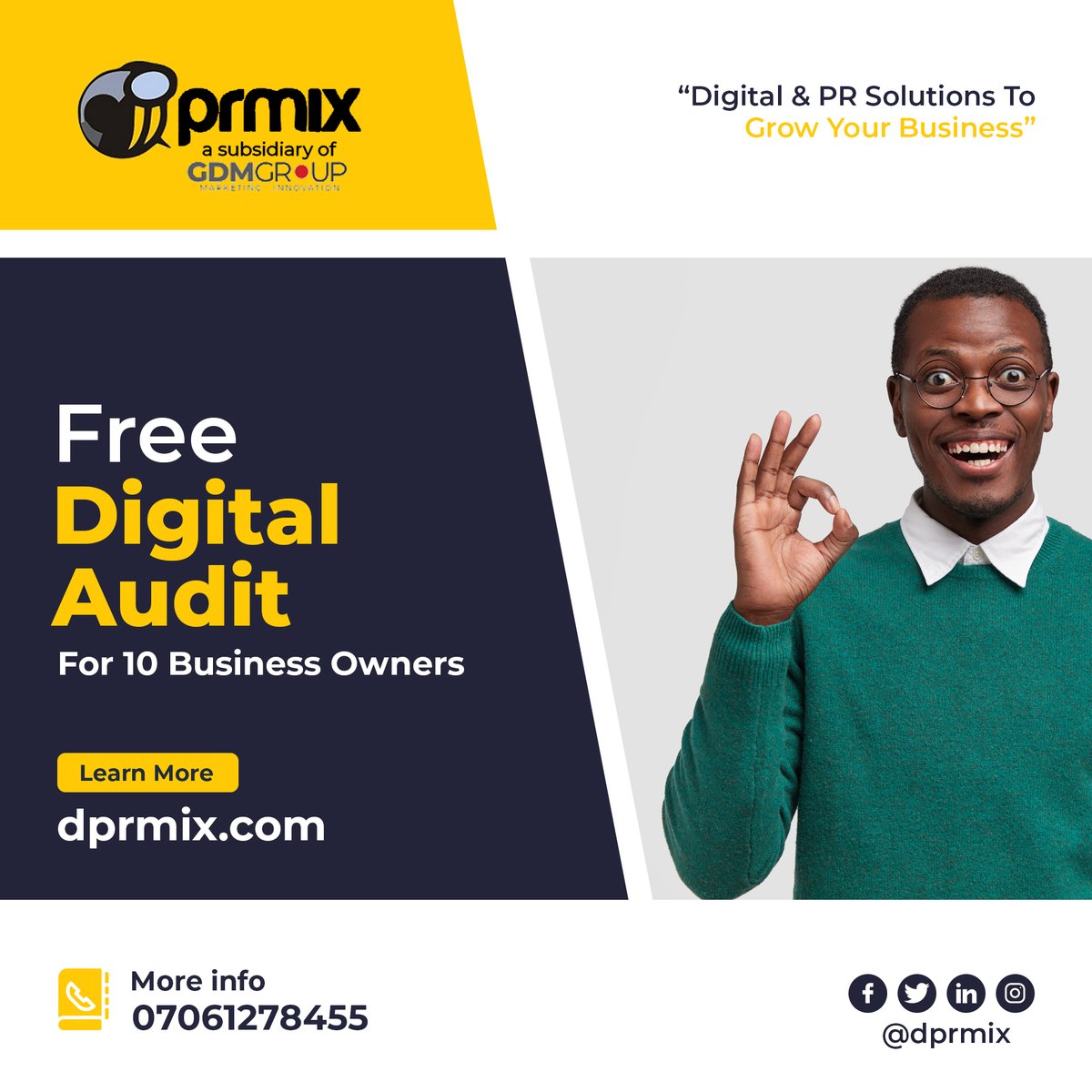 DPrmix's tweet photo. Did you know that a digitally mature companies are 23% more profitable than their less mature peers?

We will be running “Free Digital Audit” till the end of the week. Tag any  Business Owner/Manager that you think will need this.

To learn more, visit https://t.co/vjhnks1kiu https://t.co/jxUVpijq2w