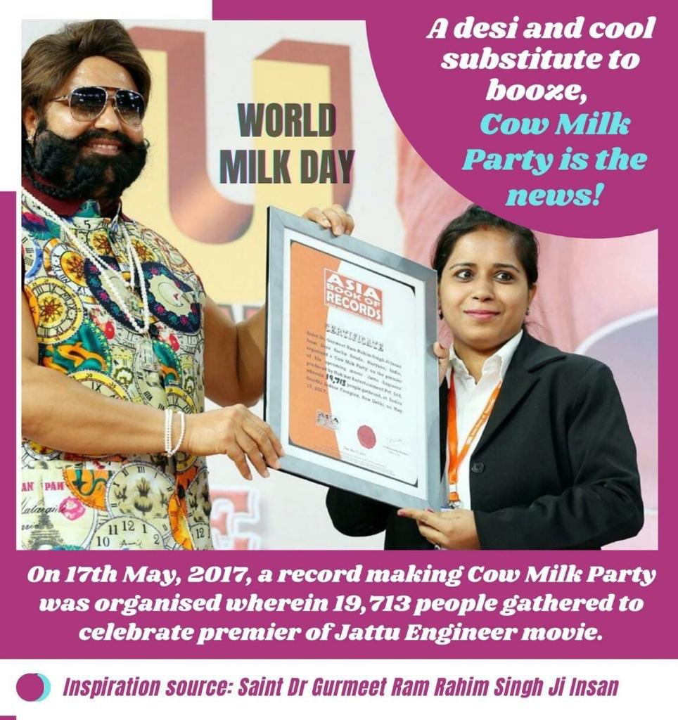 @yourdreamup @Gurmeetramrahim #CowMilkParty #WorldMilkDay 
#EnjoyDairy
Amazing Record 👏👏