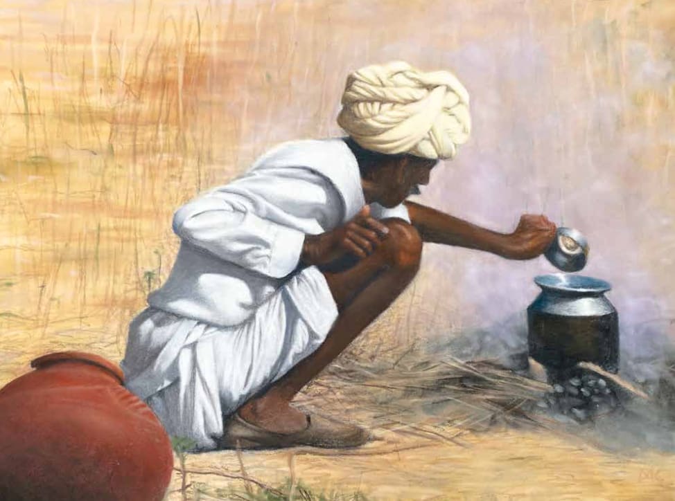 MARK CLARK
RAJASTHANI MAN WITH VESSEL
Pastel on paper
11 5/8 x 15 3/8 in
29.5 x 39 cms
Signed