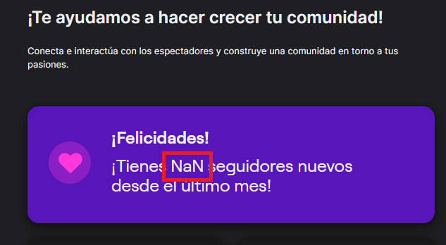 Today, we are going to show you to display zero followers in @Twitch, if you get null from the database, just put in and show it to the users... everybody knows that NaN means zero or null. #ERROR https://t.co/1vyeSHQ5s0