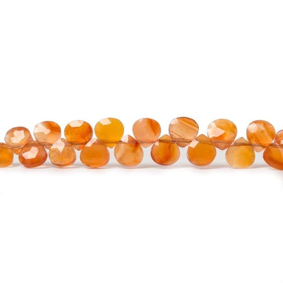 5mm Carnelian Faceted Heart Briolettes Beads, etsy.me/3fEthyw #beads #orangebeads #carnelianbeads #orangeagate #orangechalcedony