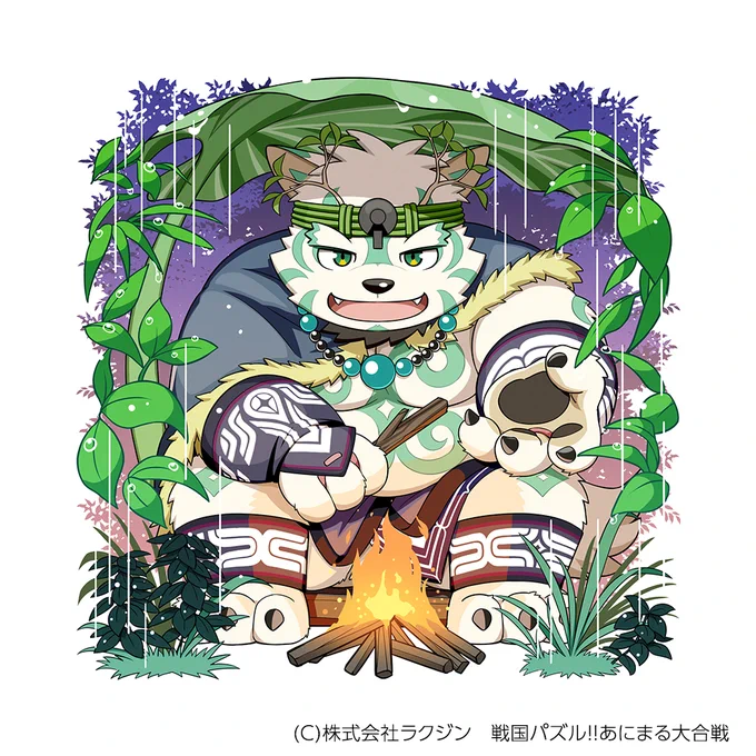 『戦国パズル!!あにまる大合戦(https://t.co/s9SCKeoIP9)』の『梅雨・コシャマイン』のイラストを担当させていただきました!雨宿り #パズあに 