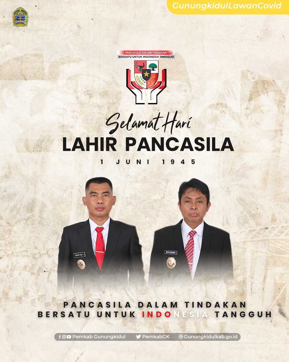 Selamat Hari Lahir Pancasila 1 Juni 1945 

Pancaila Dalam Tindakan Bersatu Untuk Indonesia Tangguh.