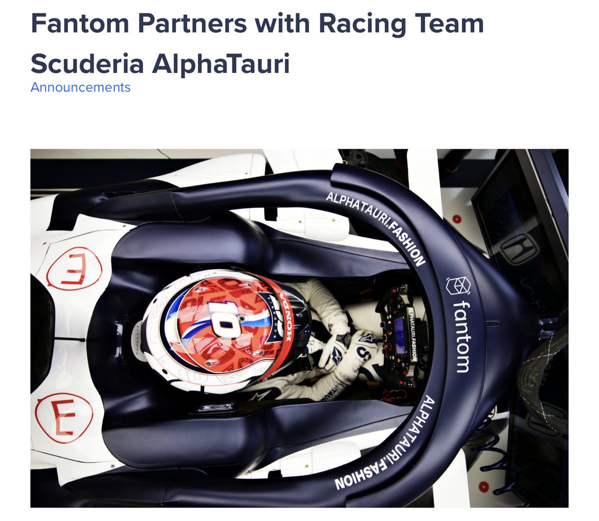 WillGeronimo's tweet image. Here is one I will be watching in Baku! This could be another one to pay attention to for smart contracts!!!! #FANTOM $FTM #FANTOMFOUNDATION @AlphaTauriF1 @FantomFDN 🏎🏎🏎🚀🚀🚀