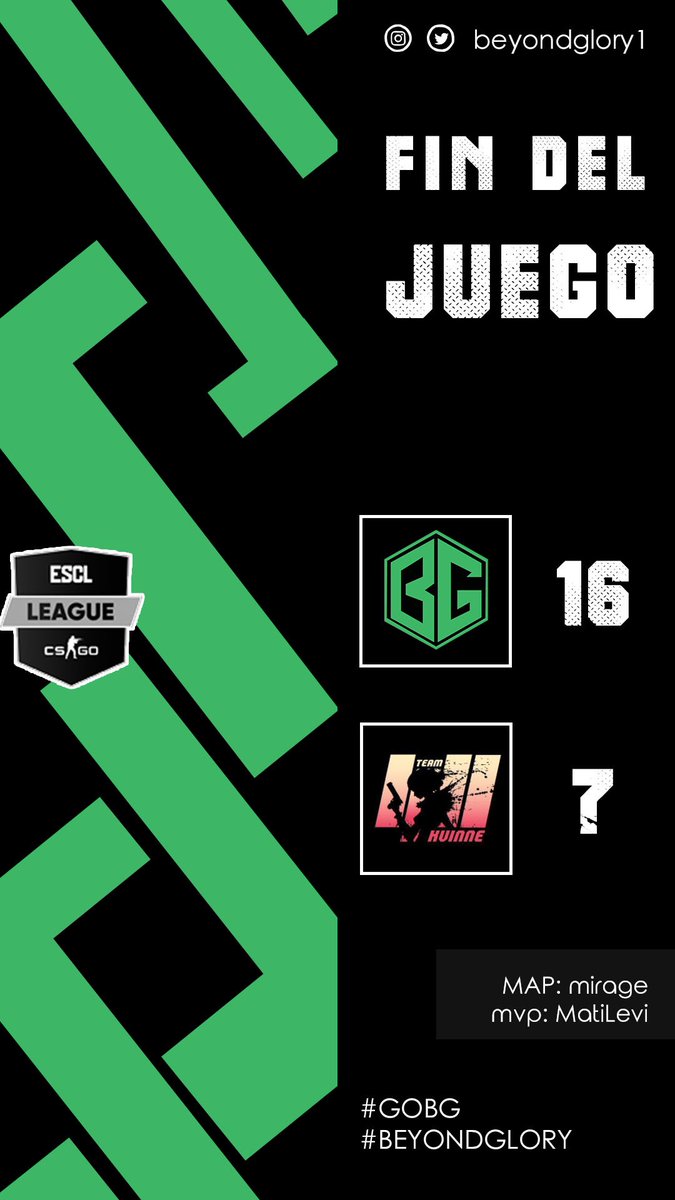 Hoy empezamos con el pie derecho en la <a href="/ESCL_LEAGUE/">ESCL LEAGUE #Premier13-19Dic</a> gracias a todos los que pasaron a dejar sus saludos 💚🖤

#gobg #beyondglory