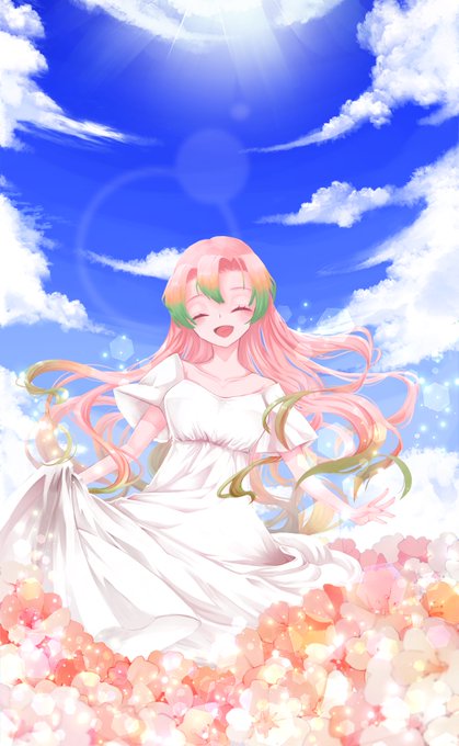 花音さんがTwitterに投稿した甘露寺蜜璃(鬼滅の刃)のイラスト。