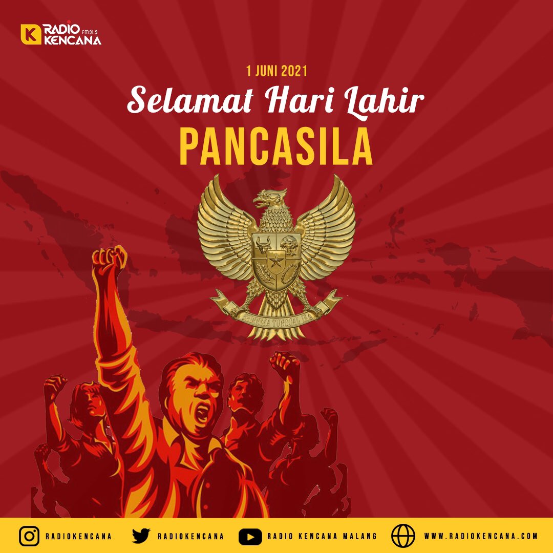 Selamat Hari Kelahiran Pancasila 2021!
Ringankan tanganmu buat saling membantu sesama, bergotong-royong kita saling berbagi beban, bersama kita bangkit dan pastinya terus berjuang. 
Indonesia butuh peranmu, ambil bagian, dan ciptakan perubahan. Semangat!! 
#radiokencanamalang