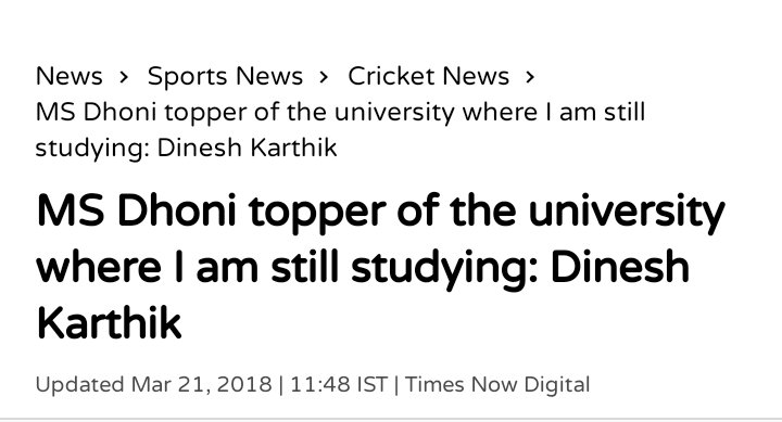 MS Dhoni topper of the university where I am still studying: Dinesh Karthik

Happy Birthday  