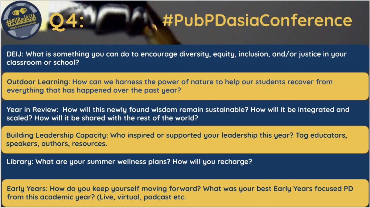 clos_gm's tweet photo. Q4: Choose your strand and question and let us know what you think! #PubPDasiaConference #PubPDasia #PubPDglobal
@howardstribbell @feetetweet @DannyGlasner @imluizmello @MadForMaple @int_educator https://t.co/z7g5qWwLvx