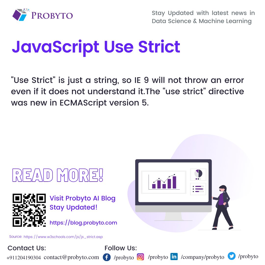 probyto's tweet image. JavaScript Use Strict. #JavaScript #ECMAScript #strictMode #Probyto #ProbytoAI blog.probyto.com/javascript-use…