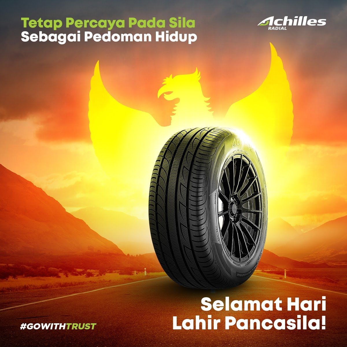 Achilles_Radial's tweet photo. Mari kita jadikan Pancasila sebagai pedoman dalam menjalani kehidupan berbangsa dan bernegara. Terus percaya dan maju bersama nilai-nilai dan warisan luhur.

Selamat hari lahir Pancasila!

#AchillesRadial #GoWithTrust #DareToUpgrade #TireYouCanTrust #CarTips #CarTrivia #TipsMobil https://t.co/5AwrxTPZdk