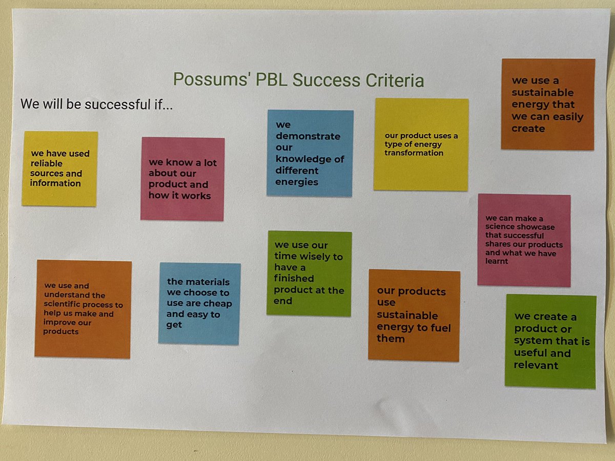 Brainstorming our success criteria for #PBL. We can’t wait to start thinking of product ideas!