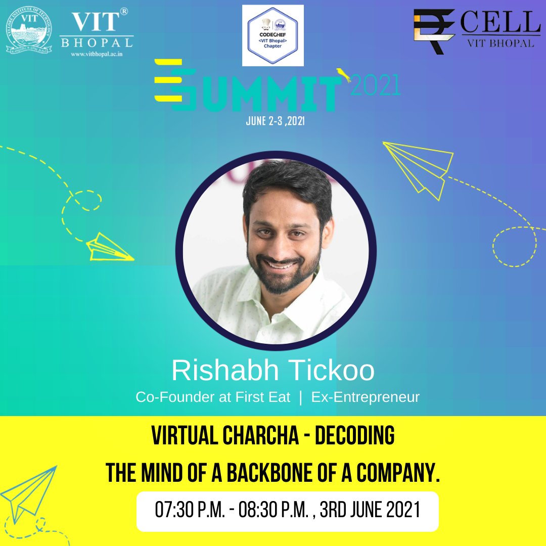 codechefvitb's tweet image. Join us at this exciting Virtual Charcha🎤 with Mr.Rishabh Tickoo at 7:30 pm🕢 on 3rd of June 2021.

Fill the form-
forms.gle/246uDR9tK79GZh…
