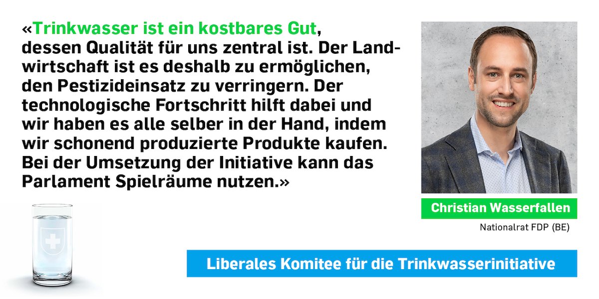 Neben ökonomischen Fehlanreizen gibt es in der Landwirtschaft enorme ökologische Probleme, gerade bei der Pestizidbelastung und der Überdüngung. Mit der #Trinkwasserinitiative gibt es eine liberale Lösung – eine mit Anreizen statt Verboten. Darum Ja zur #TWI am 13. Juni!
<a href="/cwasi/">Christian Wasserfallen</a>