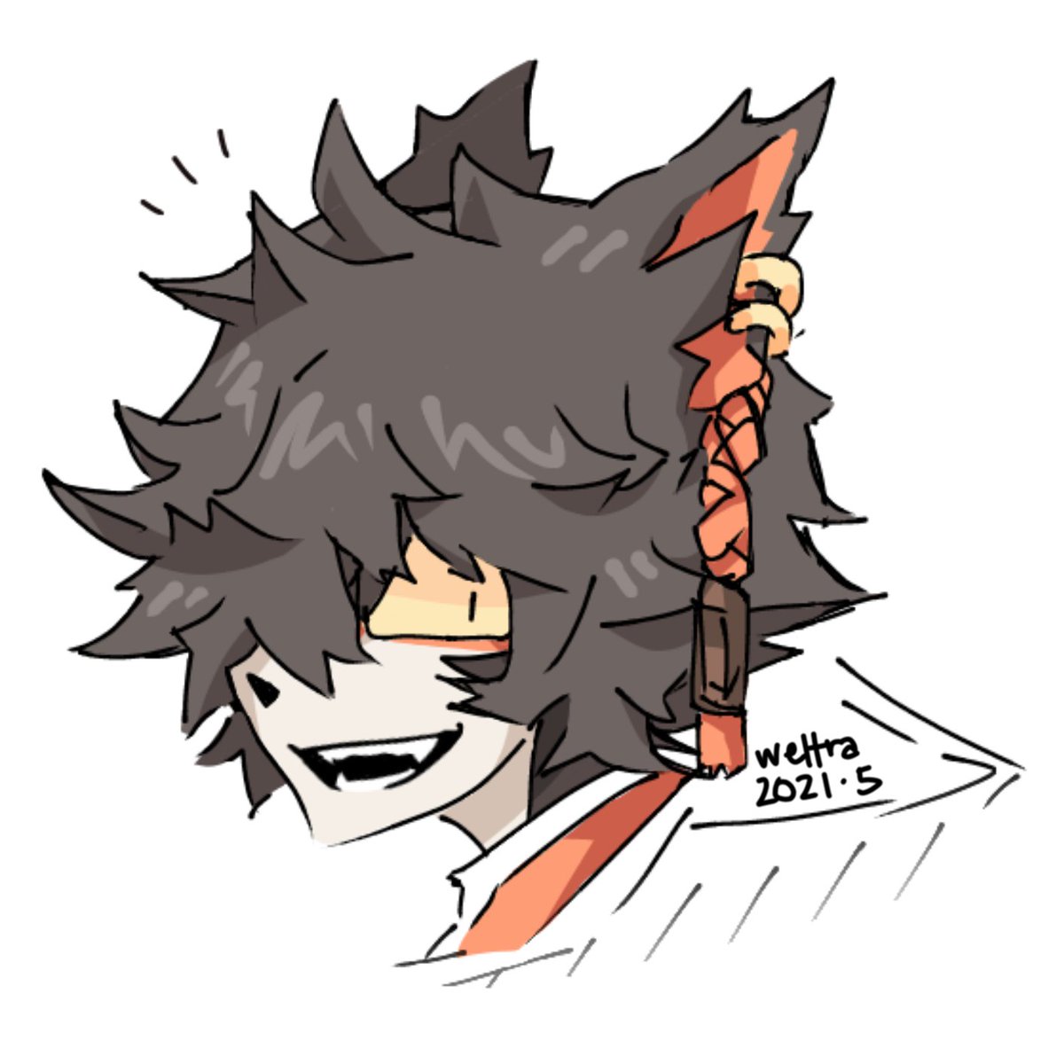 _owl506's tweet photo. recently got aak in arknights! 🎉 been wanting him even before i started playing—please don't judge me

have some scrappy fanart https://t.co/y8YkiuVYwM