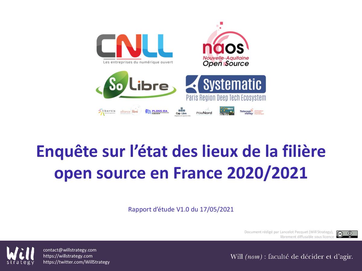 cnll_fr's tweet image. Le CNLL publie ce jour son enquête (quasi-)annuelle sur la filière open source en France: maturité, modèles économiques ou marchés adressés. La filière attend une véritable politique industrielle du logiciel libre en France et en Europe. -&amp;gt; cnll.fr/news/resultats… 1/10
