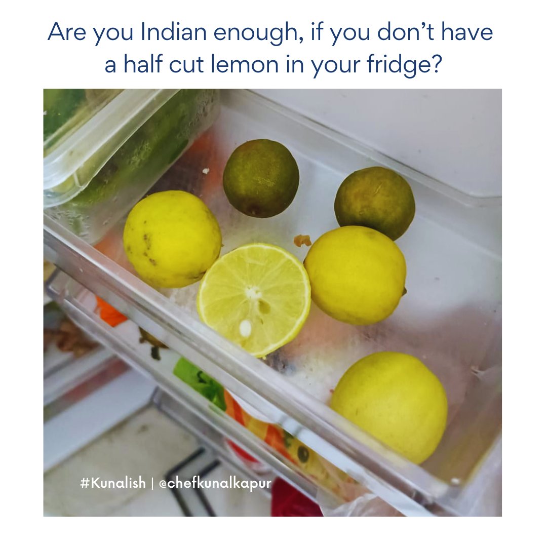 ChefKunalKapur's tweet photo. π #DesiIndianThings you can't resist to do in your kitchens.
Sahi batao abhi hai kya? Aadha kata Nimbu (half-cut lemon) π
If yes, tweet it and tag me in the picture using #DesiIndianThings. Would love to see some ;)
#Kunalish #desiindian #indianstuff #memesπ #wednesday https://t.co/Qdfevndb4V
